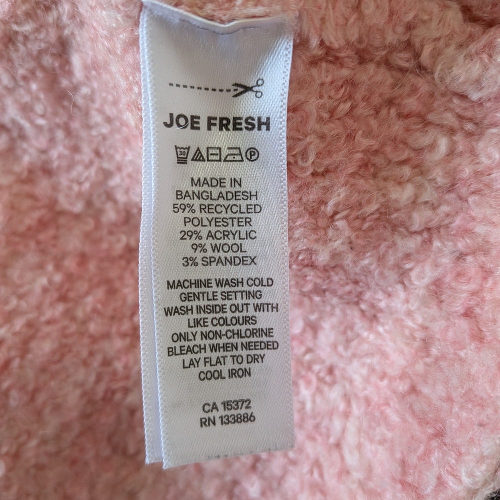 JOE FRESH Pink Bouclé Knit Mock Neck Sweater - Medium - Picture 6 of 7